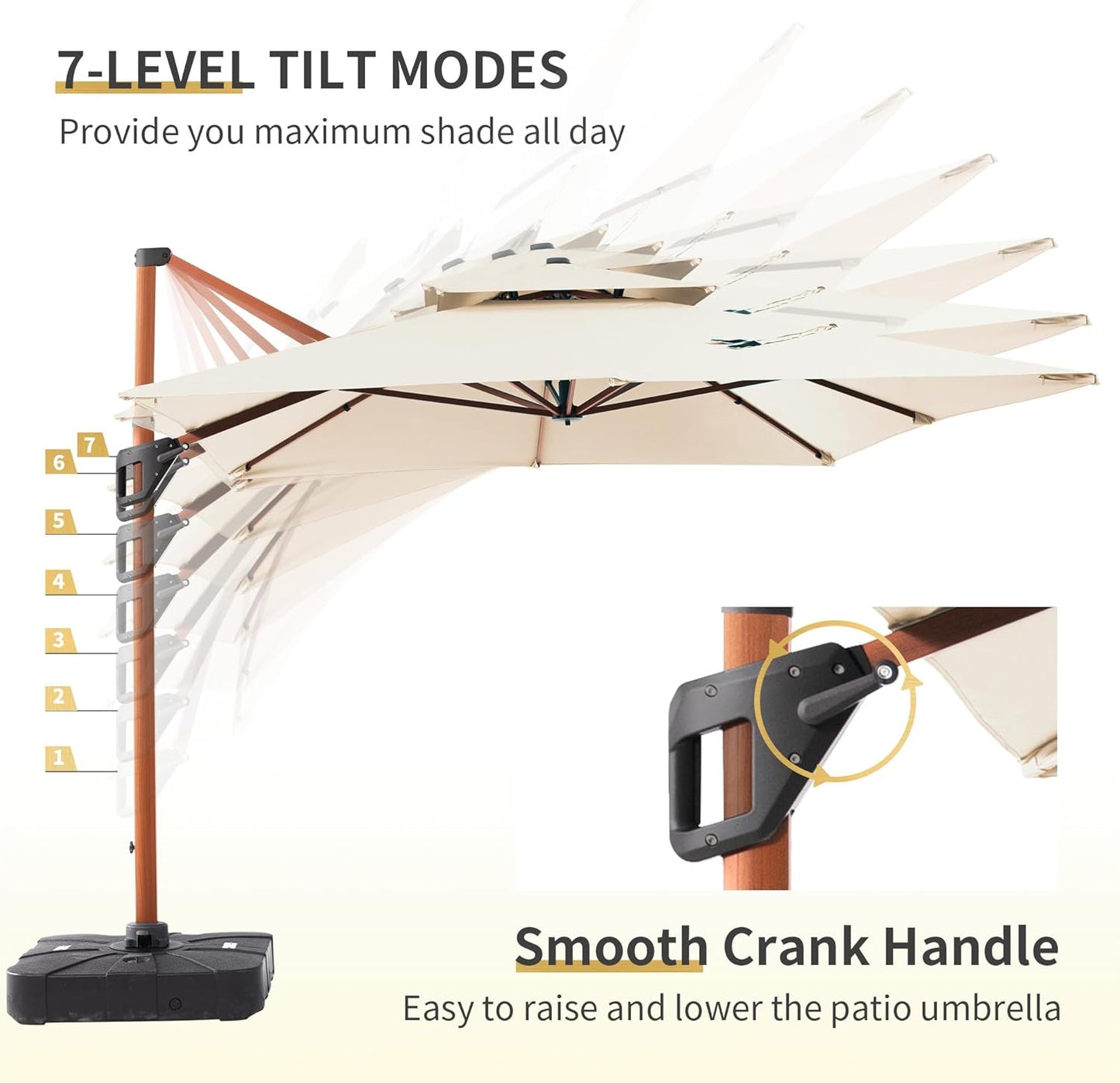 ✨Patio Umbrella with Base, Outdoor Cantilever Offset Rectangle Heavy Duty Umbrellas with 360° Rotation Double Top and Deluxe Wood Grain for Pool Deck Backyard Garden, Turquoise