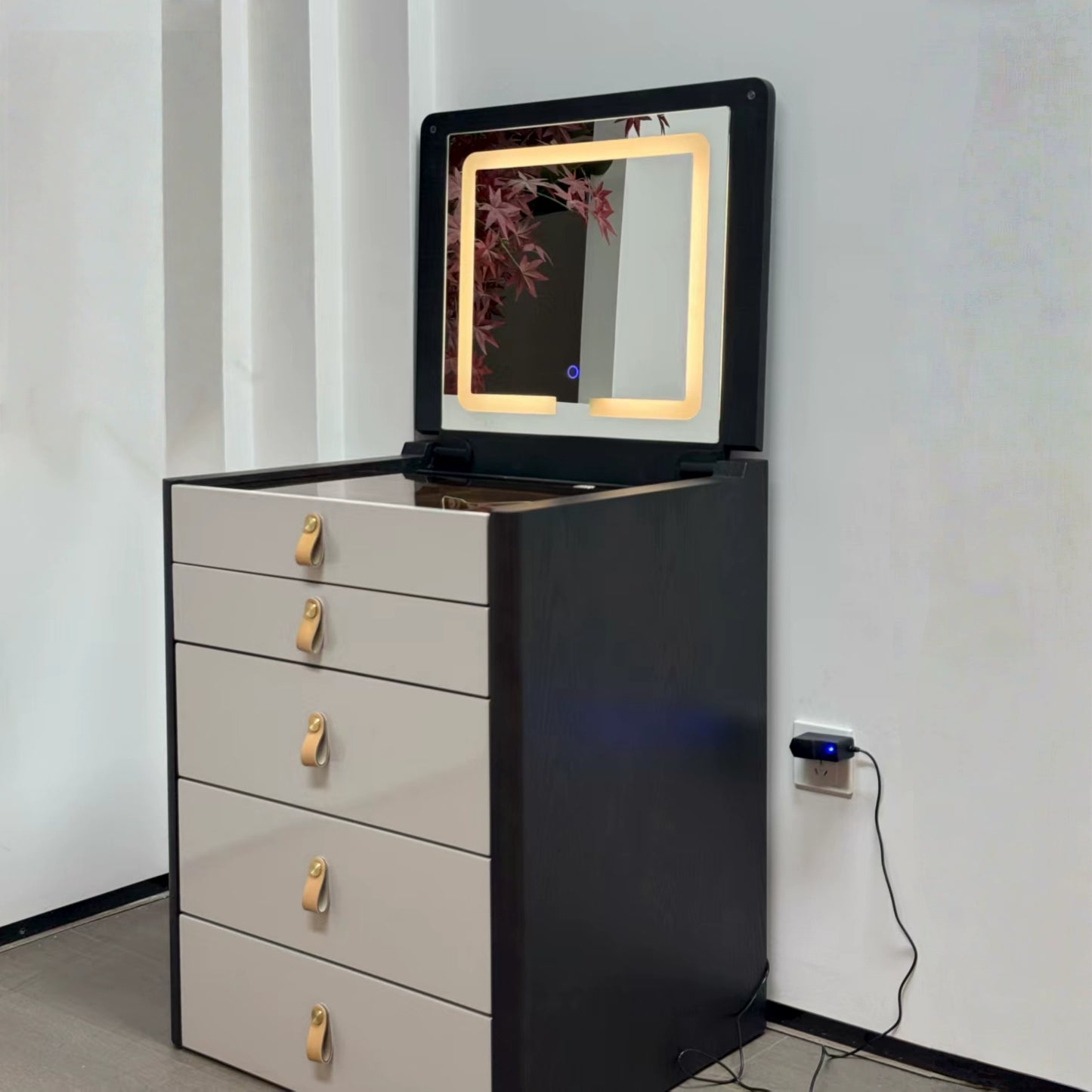 ✨Bedside Table Dressing Table Storage Integrated and Bedroom Flip Over Makeup Table