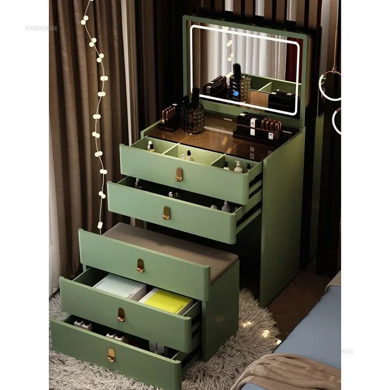 ✨Bedside Table Dressing Table Storage Integrated and Bedroom Flip Over Makeup Table